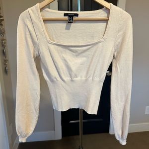 Cream Square Neck Top Size Small
